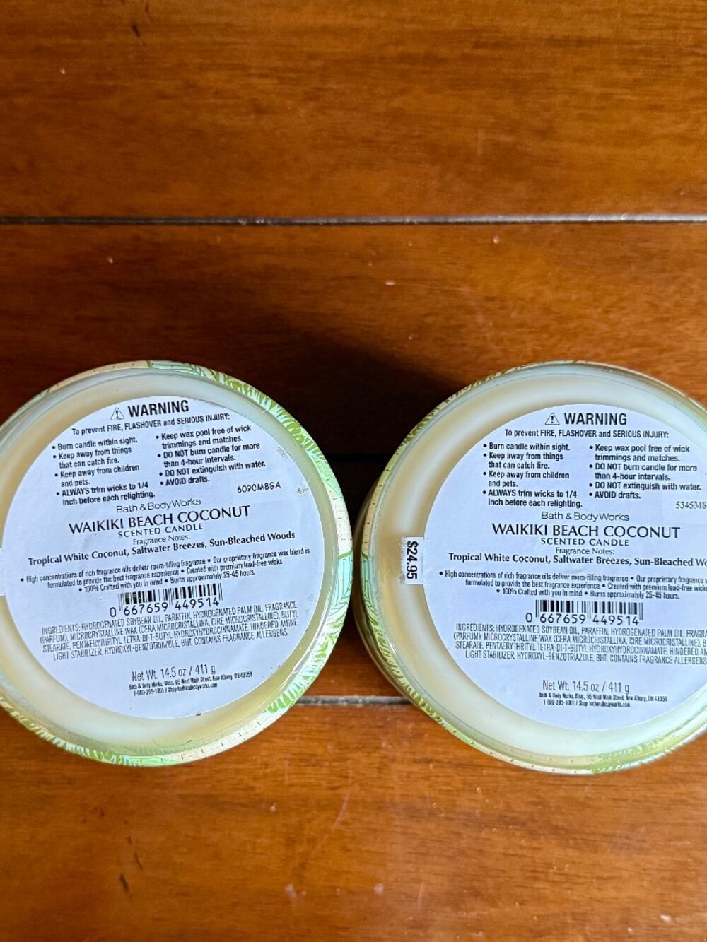 NEW 2-Pc WAIKIKI BEACH COCONUT 3-Wick Candles Bath & Body Works - Picture 3 of 3